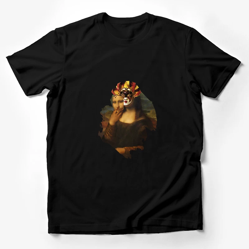 Mona Lisa mit venezianischer Maske Herren T-Shirt