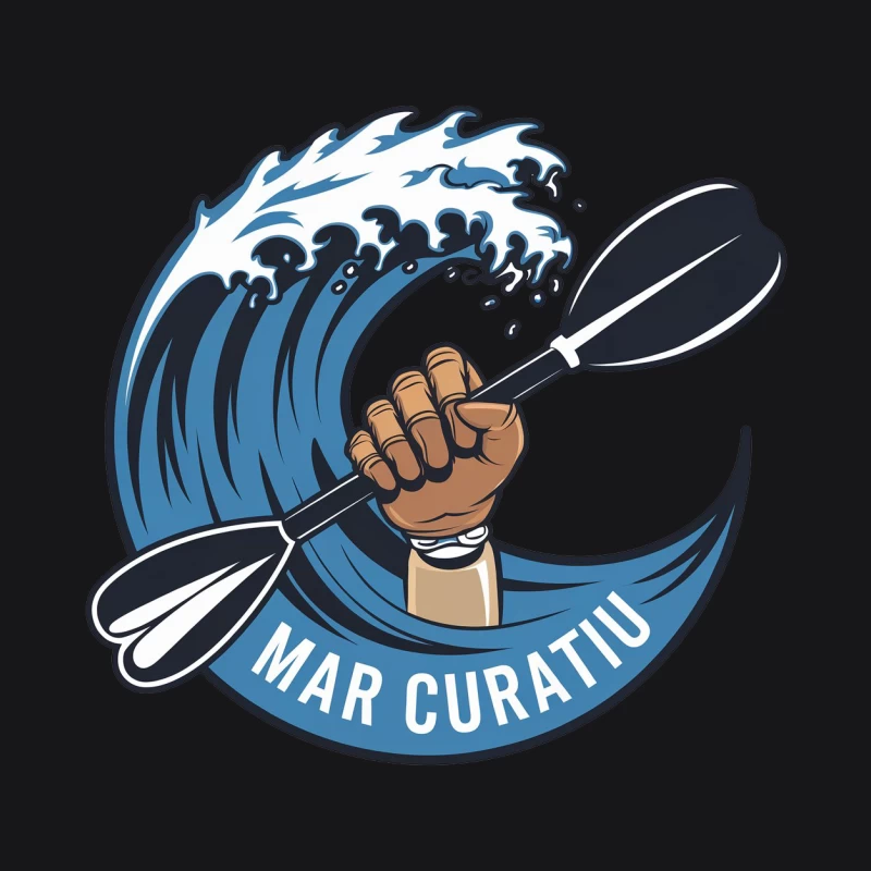 Mar Curativ Ocean Sports Logo with Rising Wave and Paddle Male Pullover Hoodie