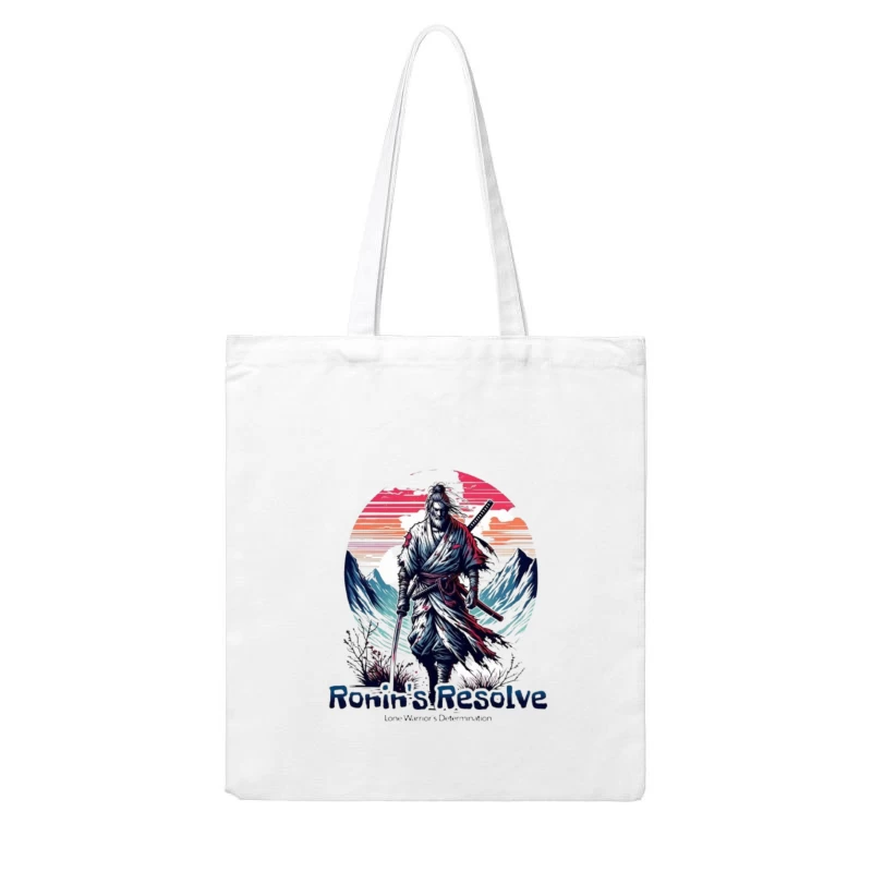 Lone Ronin's Resolve Against Mountain Sunset Cotton Tote Bag