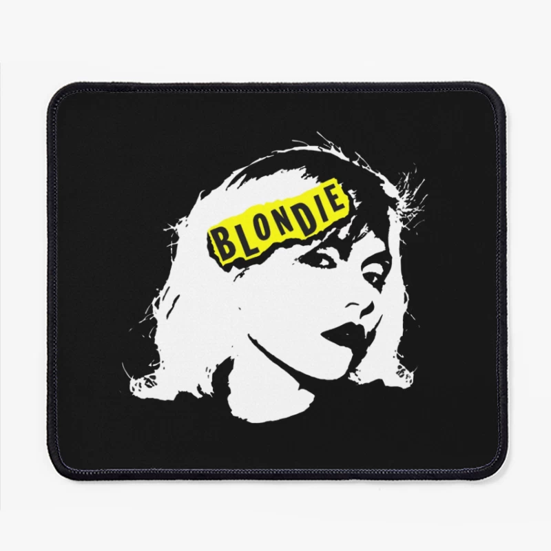 Blondie Band Artistic Logo Design in Black and White Mouse Pad