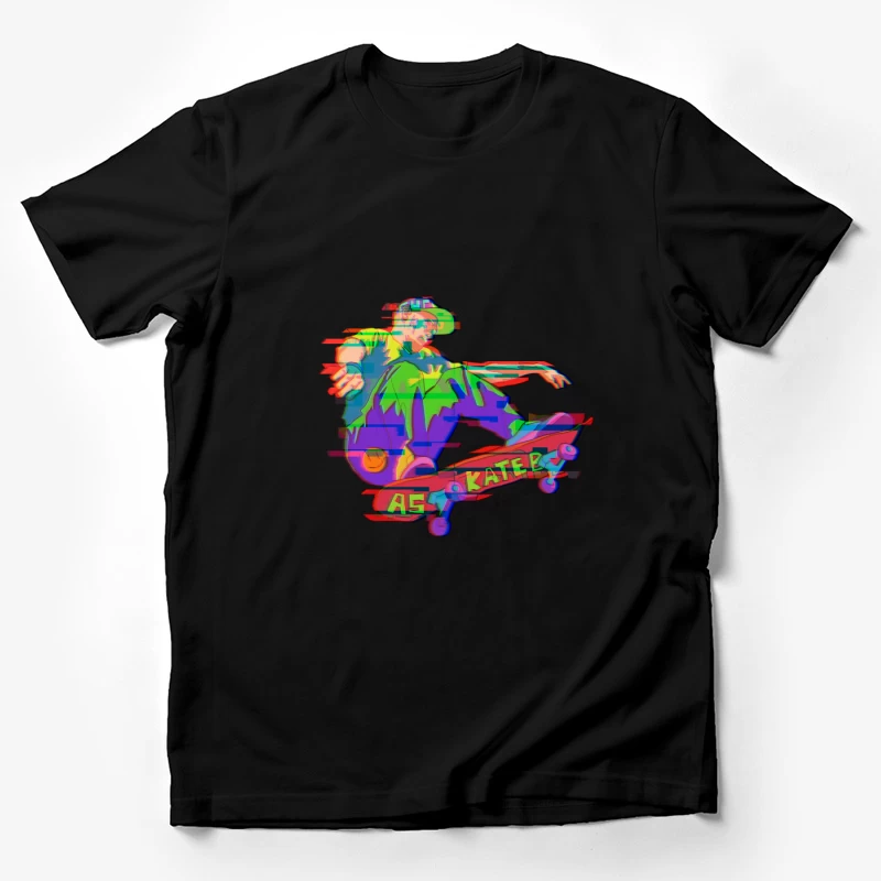 Bunter Skater-Trick in Pixelkunst Herren T-Shirt