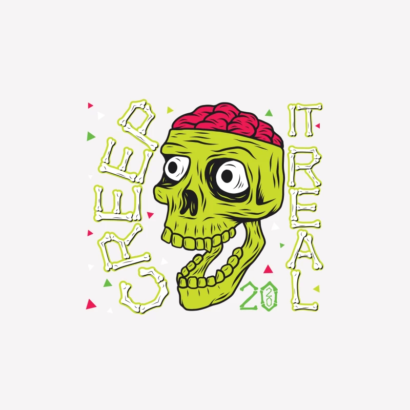 Colorful Zombie Skull Illustration Female T-Shirt