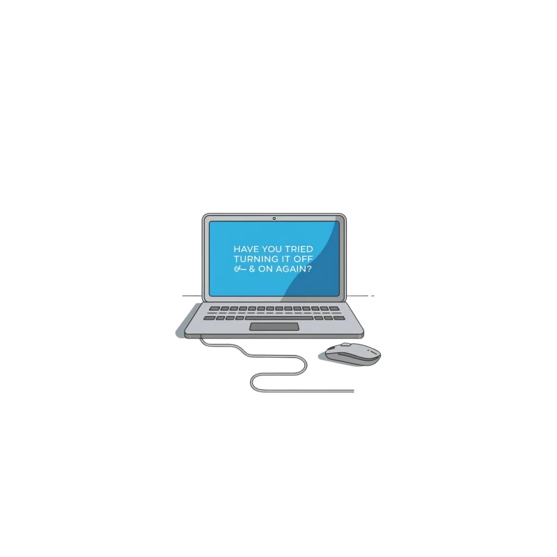 Humorous Tech Support: The Classic On-Off Solution Tapestry