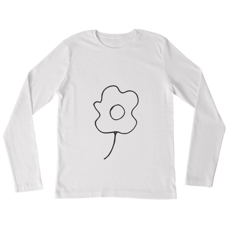 Fleur minimaliste dessinée à la main Femme Manches Longues T-Shirt