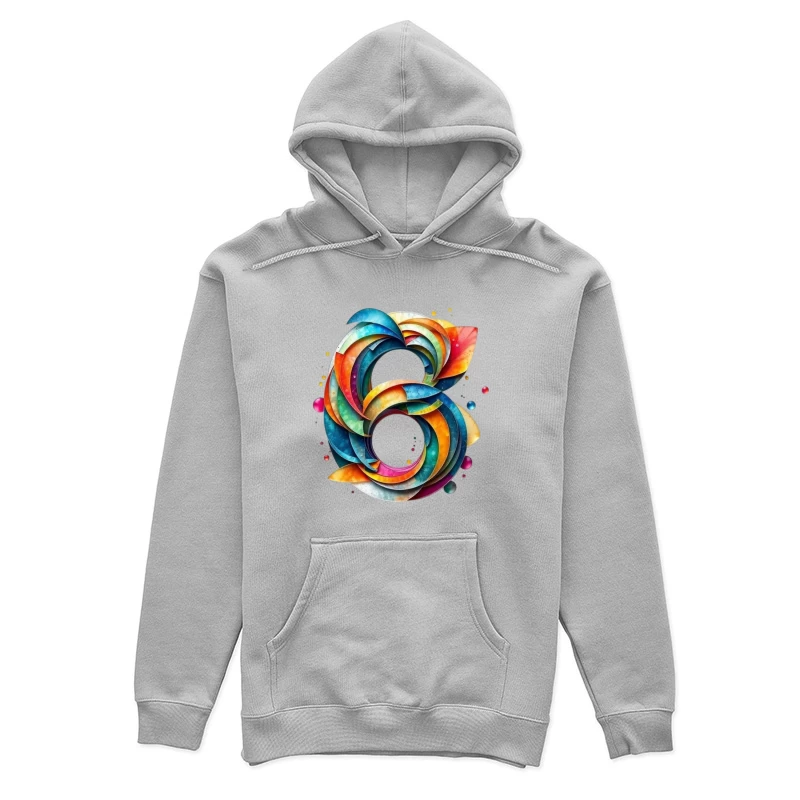 Abstract Watercolor Number 6 with Vibrant Swirling Patterns Female Pullover Hoodie