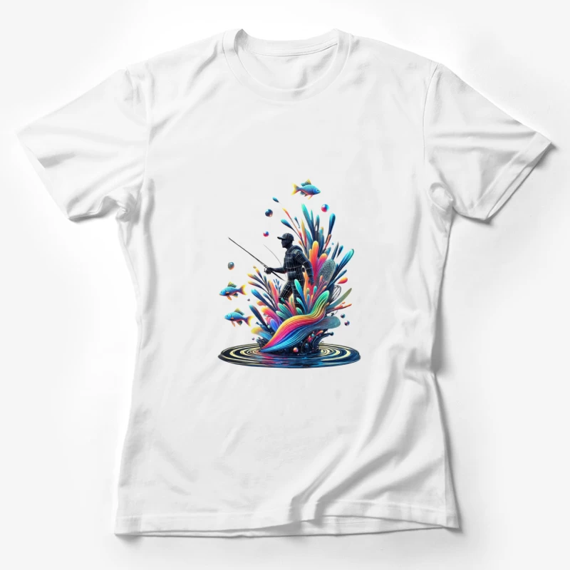 Surreal Fisherman in Vibrant Underwater Fantasy Female T-Shirt