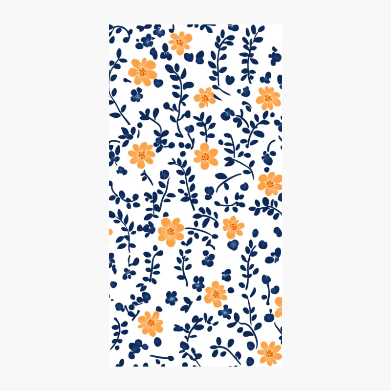 Retro Blue and Orange Floral Seamless Pattern iPhone Case