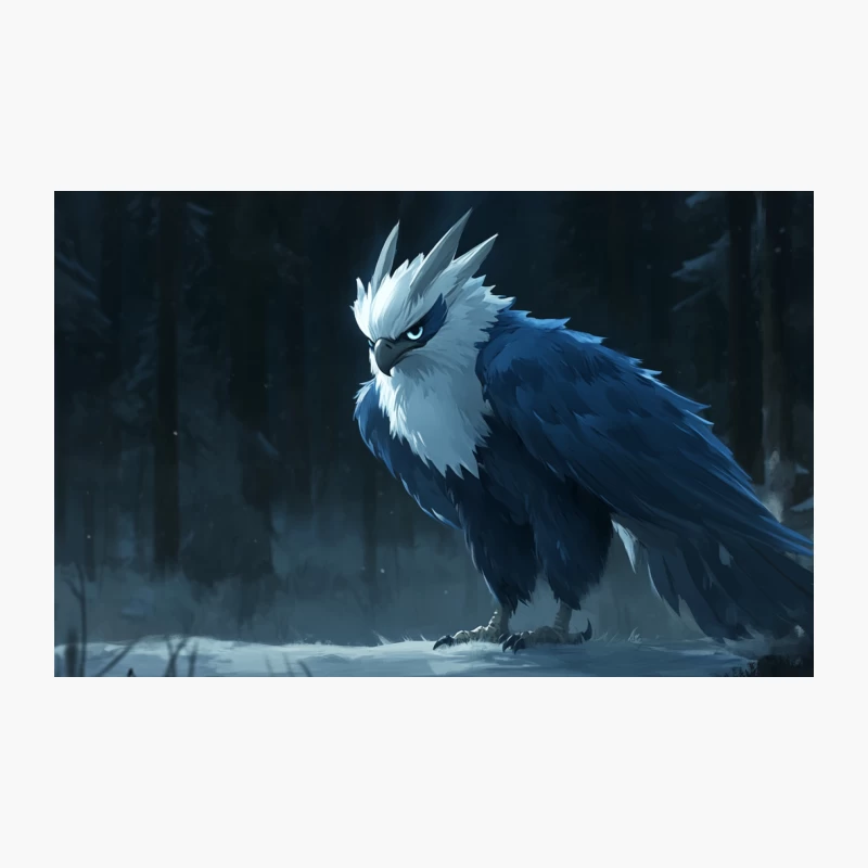 Majestic Blue Griffin in Wintry Forest Travel Mug