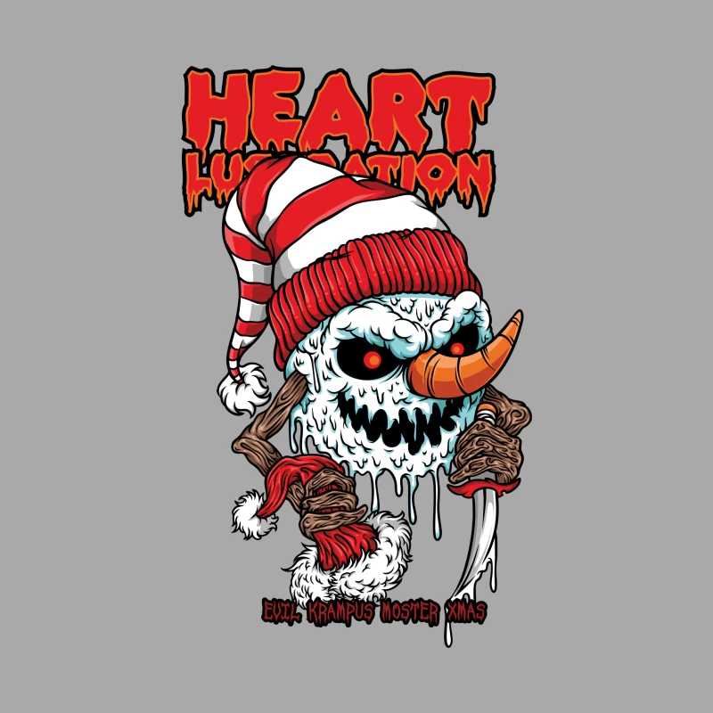 Horror Christmas Snowman with Krampus Theme Male Pullover Hoodie