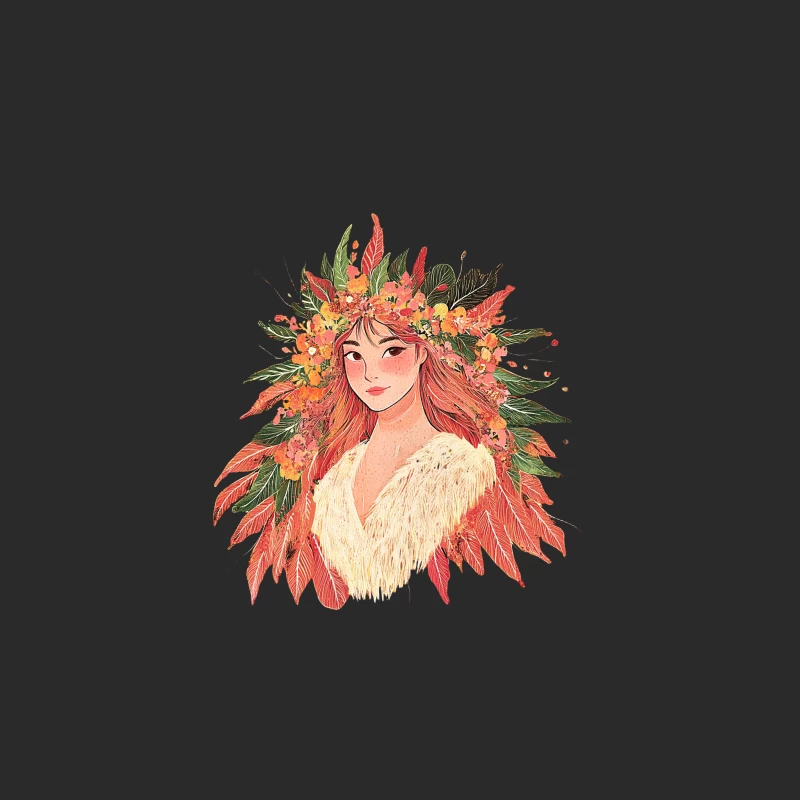 Autumnal Portrait with Vibrant Floral Crown Baseball Cap