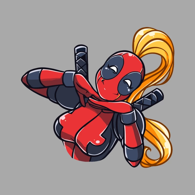 Cute Chibi Deadpool Cartoon Superhero Female Pullover Hoodie