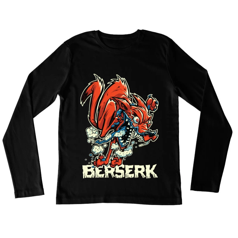 Aggressive Cartoon Wolf Berserk Art Female Long Sleeve T-Shirt