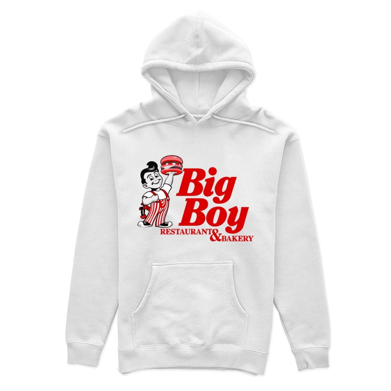 Vintage Big Boy Restaurant and Bakery Logo with Cartoon Mascot Female Pullover Hoodie