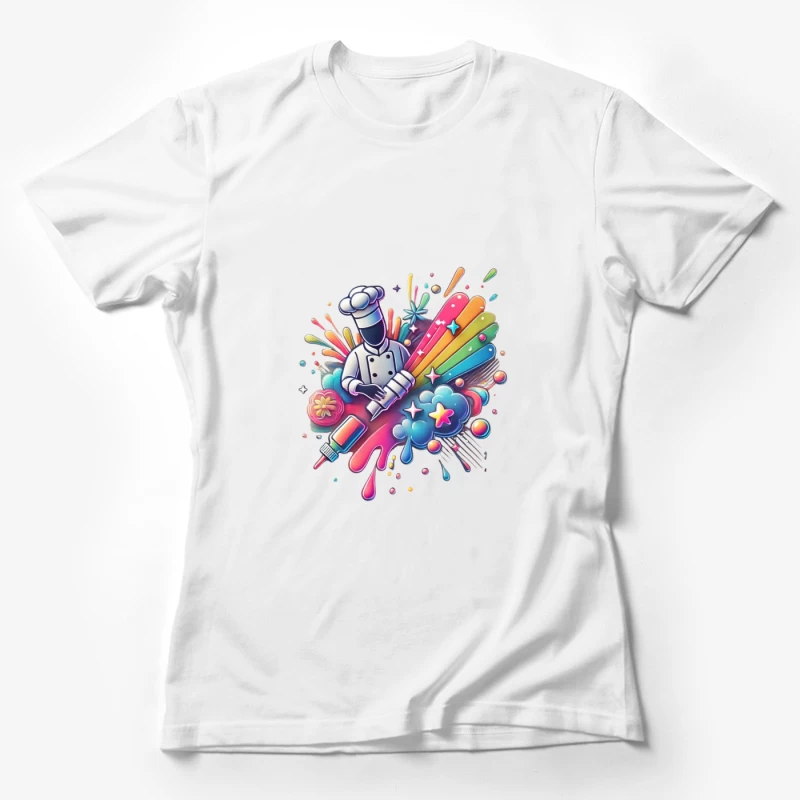 Vibrant Chef's Creative Culinary Rainbow Splash Art Female T-Shirt