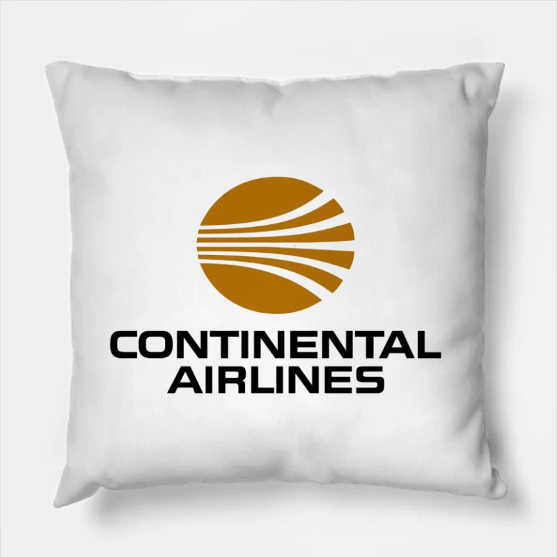 Continental Airlines Vintage Corporate Logo with Gold Globe Design Throw Pillow