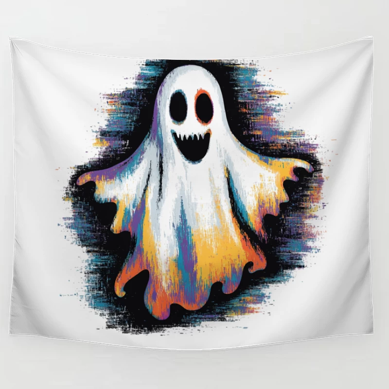 Colorful Spooky Ghost Halloween Illustration Tapestry