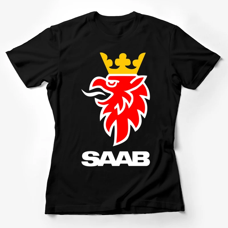 Saab Automotive Red Griffin Logo with Crown Female T-Shirt