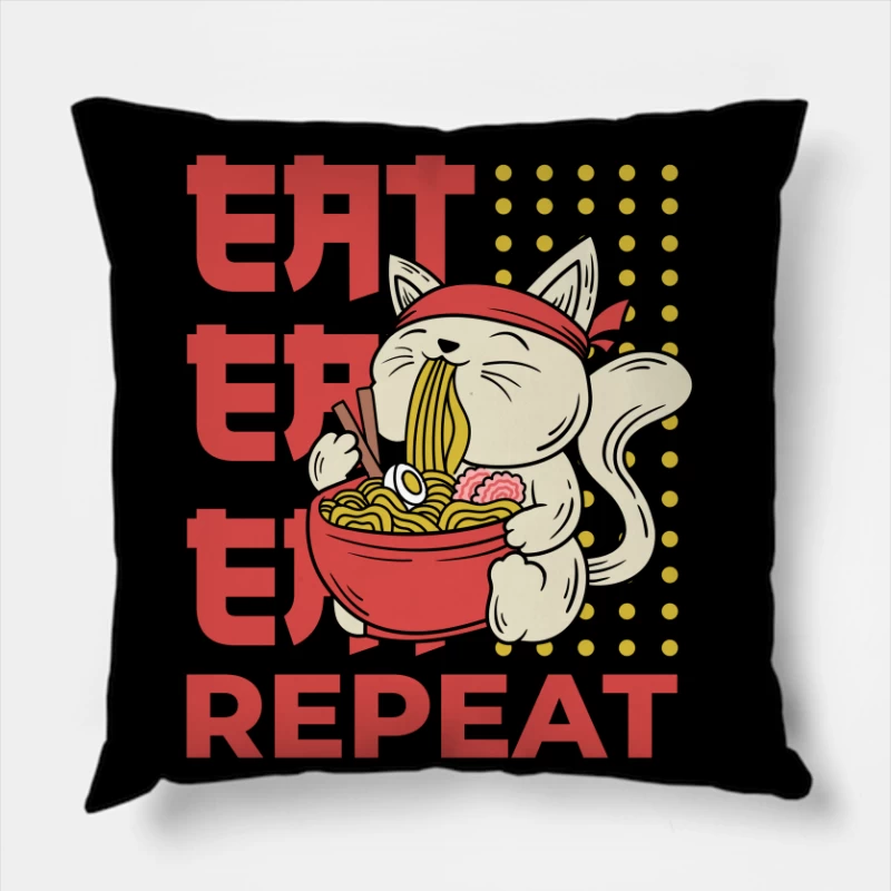 Noodle Cat Throw Pillow