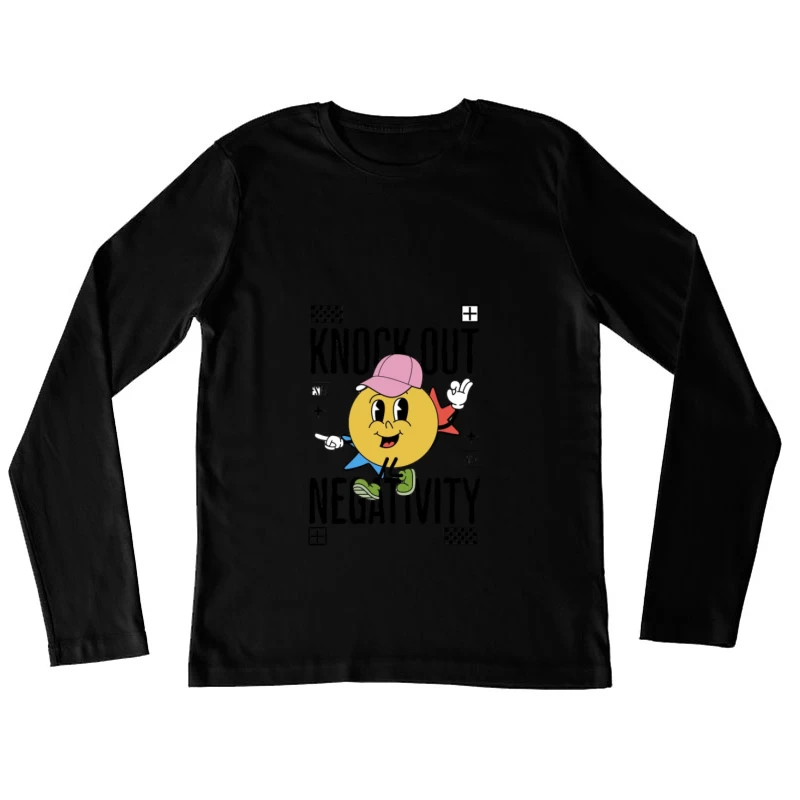 Optimistischer Emoji mit Botschaft Damen Langarm T-Shirt