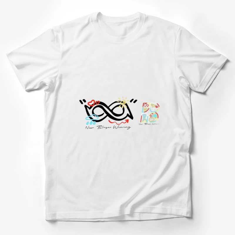 Logo artistique ludique avec symboles météorologiques et cœurs Homme T-Shirt
