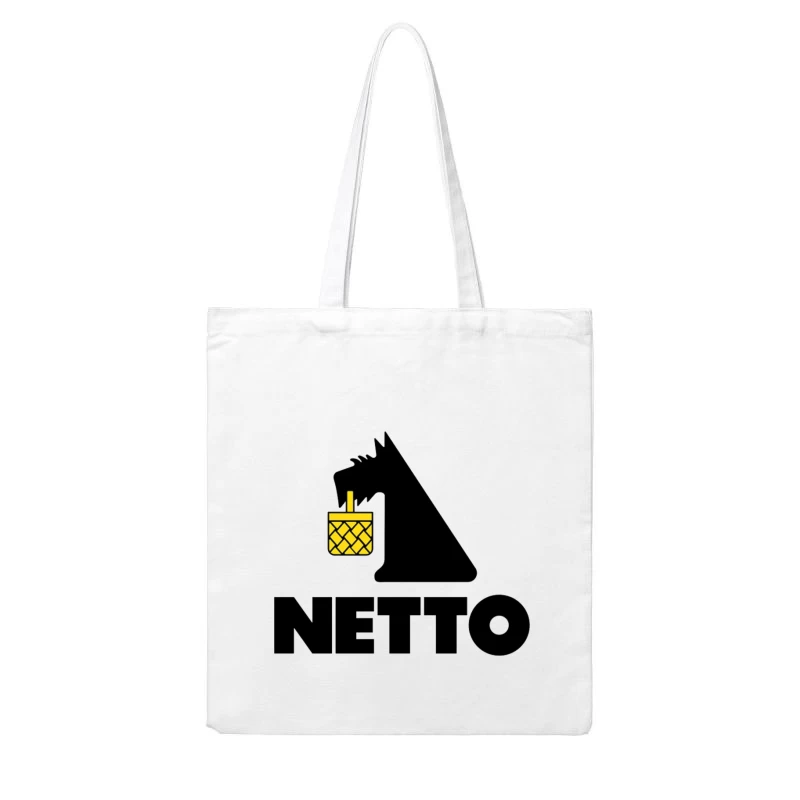 Netto Supermarket Logo with Black Dog and Yellow Basket Cotton Tote Bag