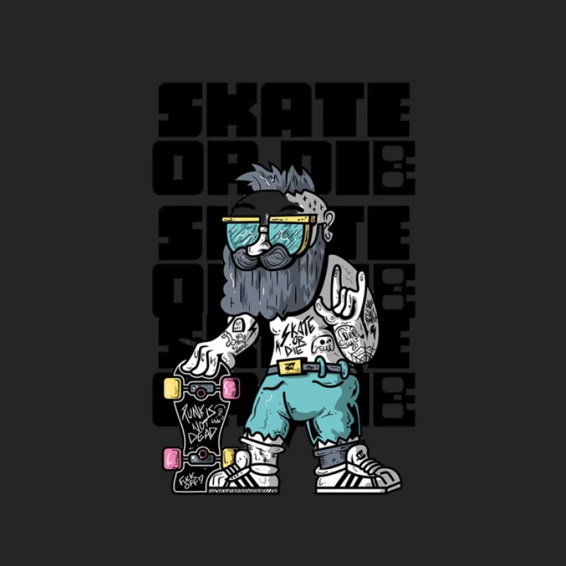 Hipster Skater Cartoon Illustration Herren Pullover Sweatshirt