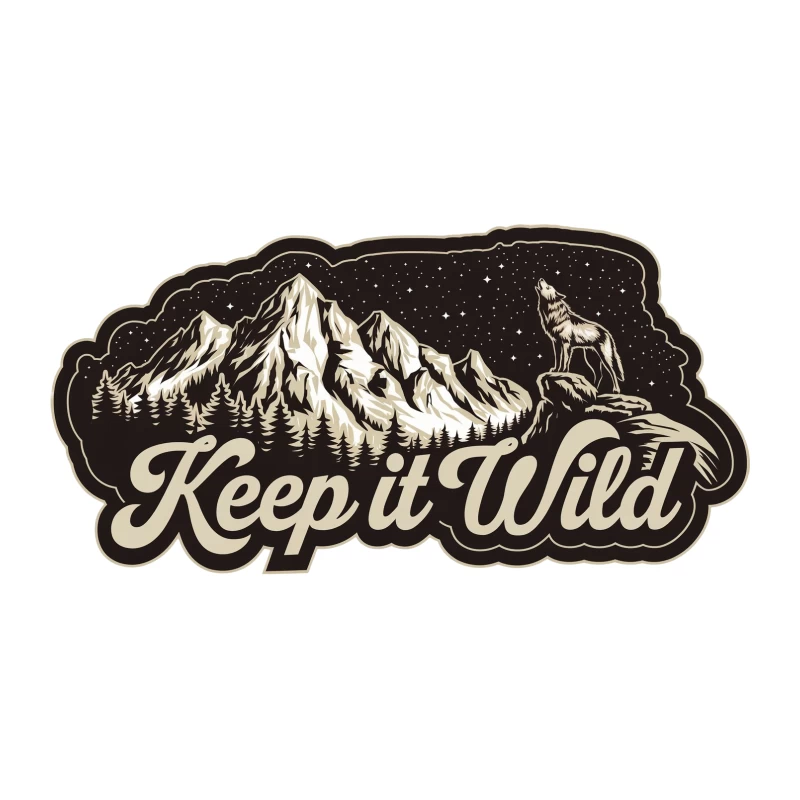 Vintage Wilderness Adventure Badge with Howling Wolf Tapestry
