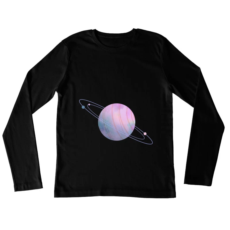 Pastellfarbener Planet mit Ringen Damen Langarm T-Shirt