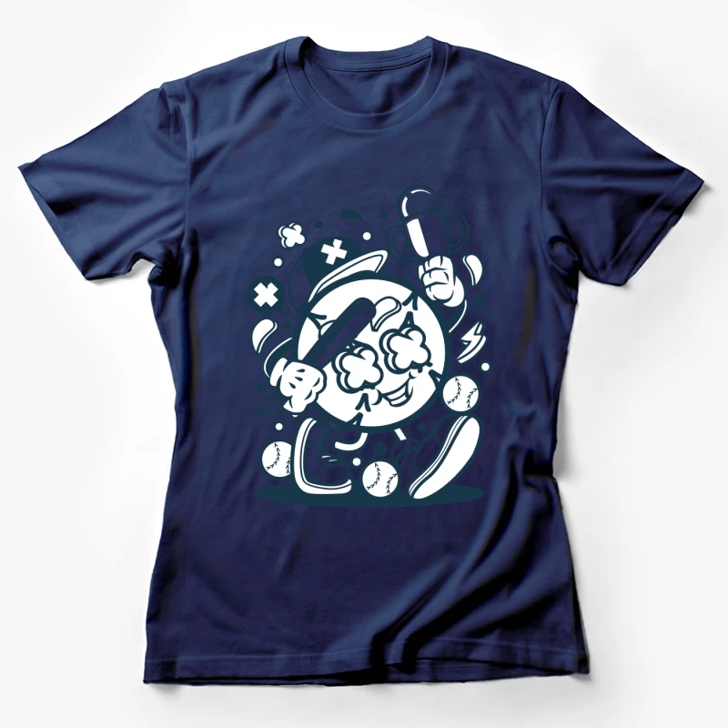Balle de baseball animée avec trophée et batte Femme T-Shirt