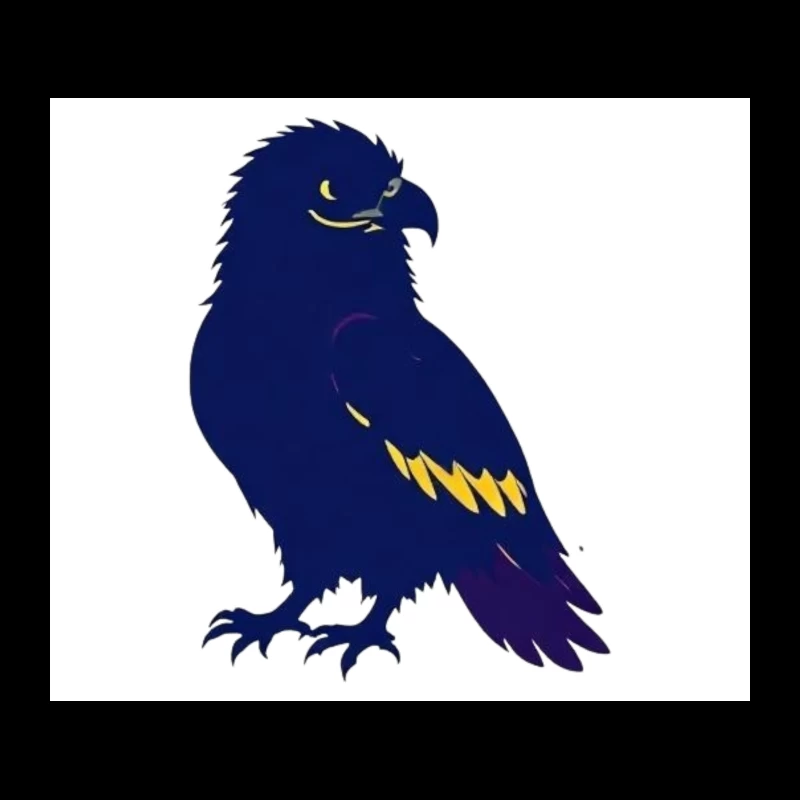 Stylized Navy Blue Raven Mascot Illustration Tapestry