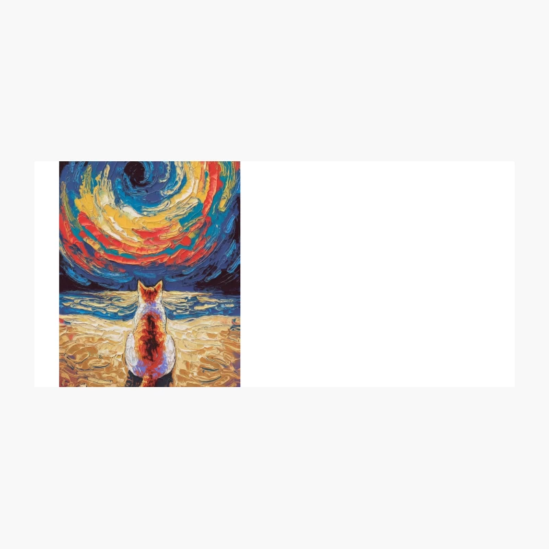 Feline Gazing at Swirling Cosmic Beach Coffee Mug