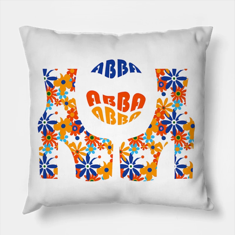 Abba Band Flowers Art Throw Pillow