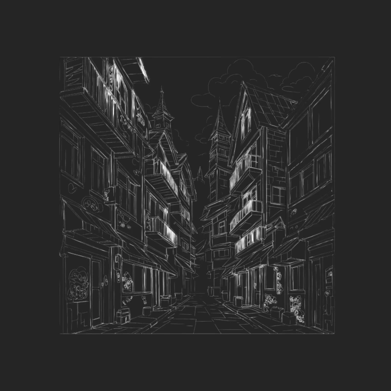Charming Architectural Illustration of a Street Alley Female Pullover Sweatshirt