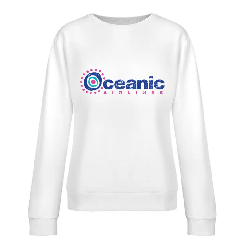 Oceanic Airlines Vintage-Style Logo Design with Blue and Pink Color Scheme Female Pullover Sweatshirt