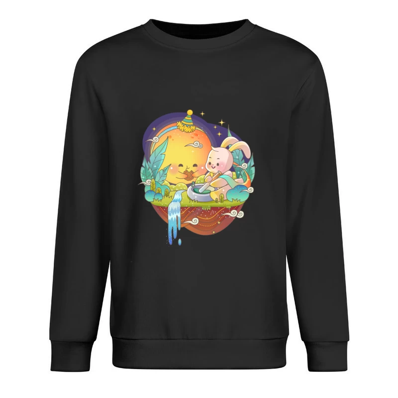 Fröhliches Mondfest mit Hase Herren Pullover Sweatshirt