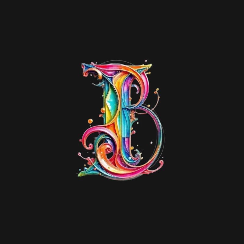 Ornate Rainbow Watercolor Letter B Typography Art Male Long Sleeve T-Shirt