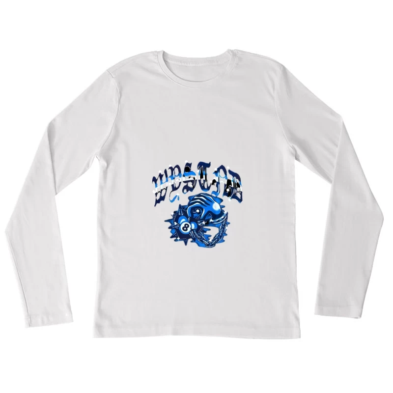Style de la côte ouest avec main bleue et crâne Femme Manches Longues T-Shirt