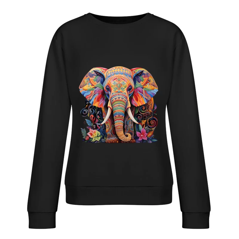 Buntes Elefantendesign Damen Pullover Sweatshirt