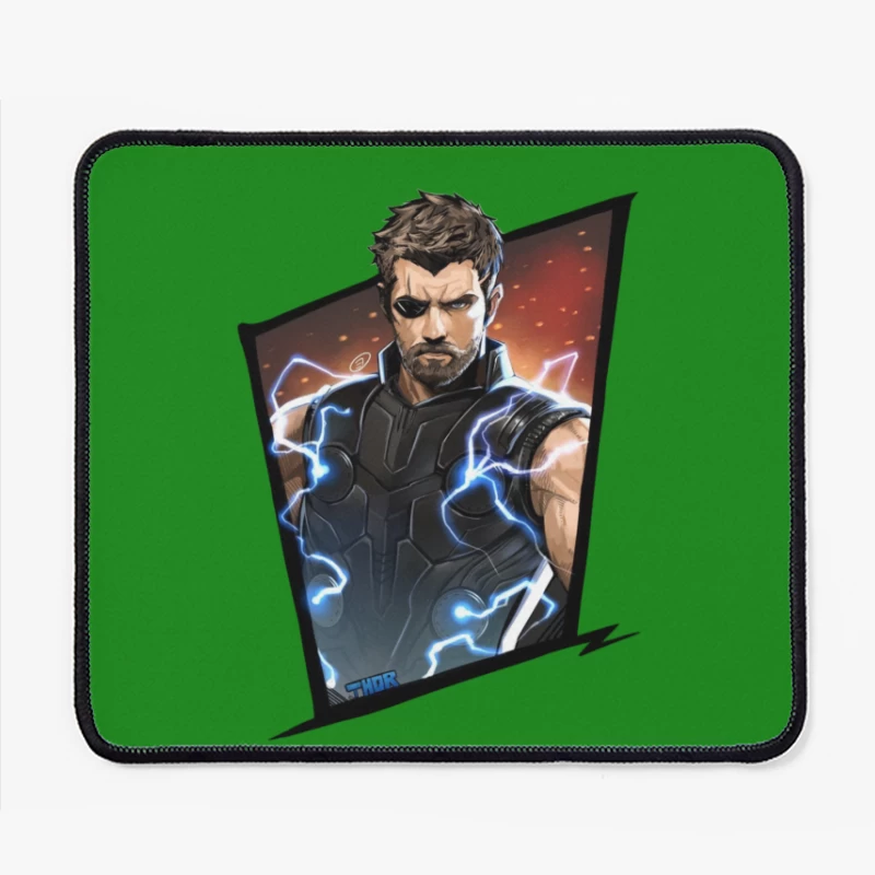 Superhero Character with Lightning Effects Mouse Pad