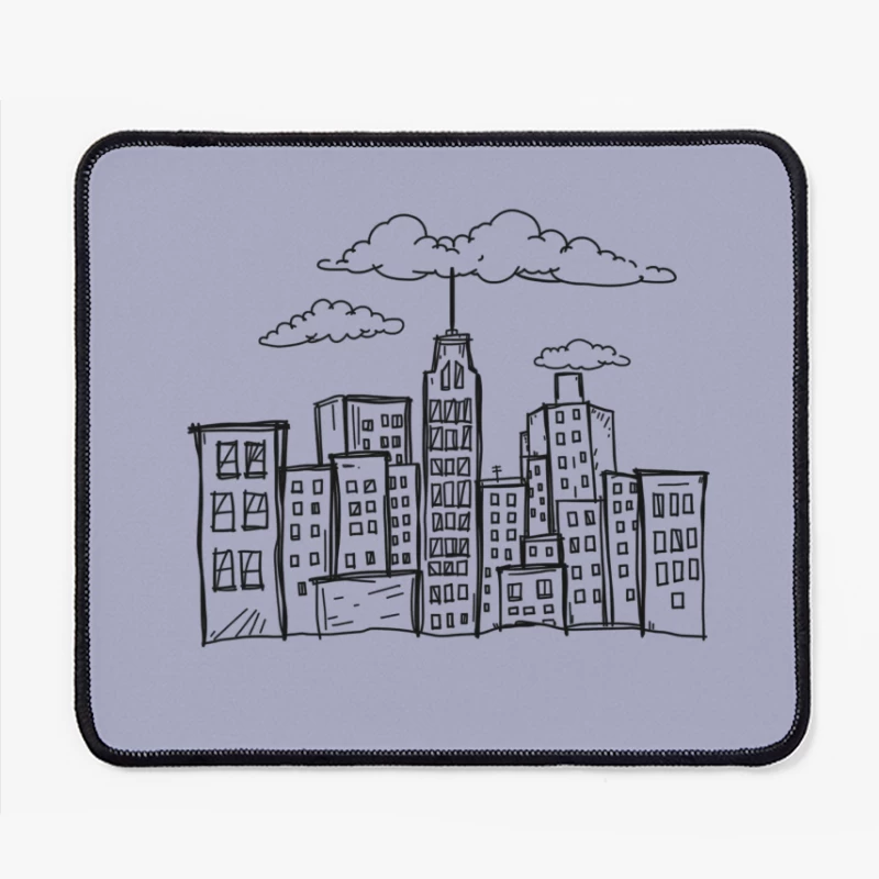 Artistic Doodle of a City Skyline Mouse Pad