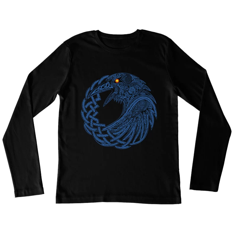 Intricate Celtic Knotwork Raven Illustration Female Long Sleeve T-Shirt