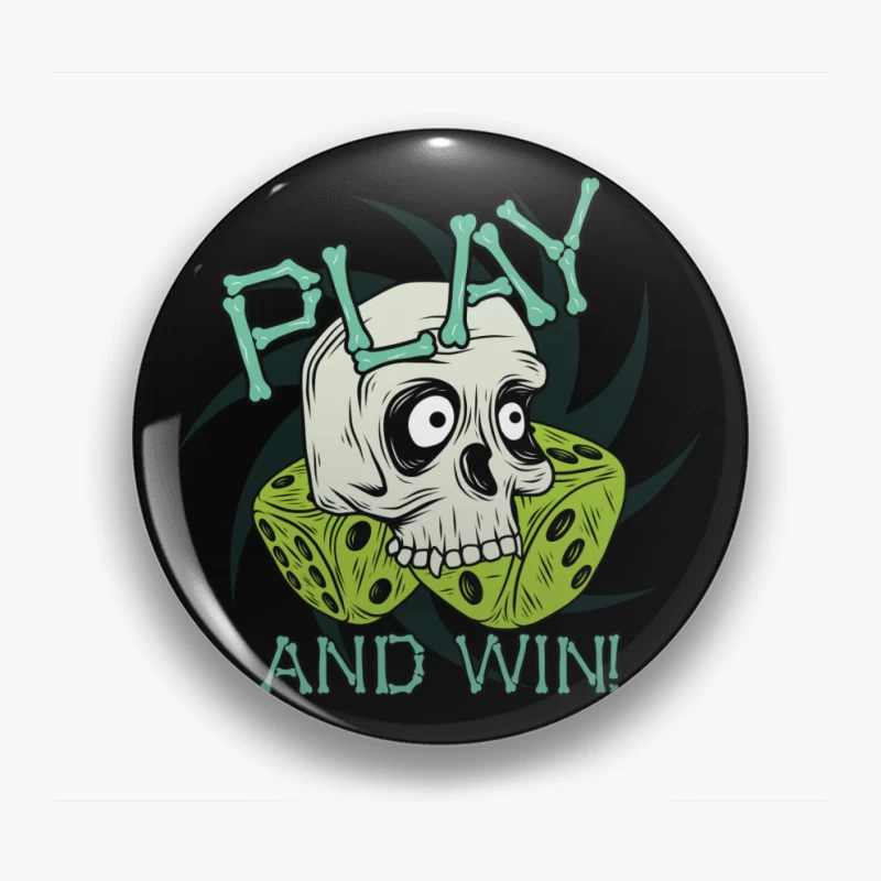 Spooky Gaming Skull with Dice Pin