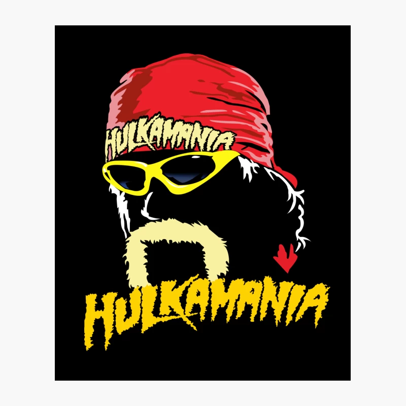 Hulkamania Wrestling Logo with Iconic Red Bandana and Yellow Sunglasses Cotton Tote Bag