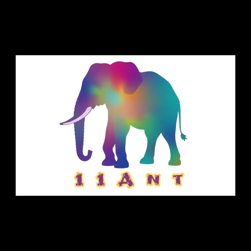 Rainbow Gradient Elephant Silhouette with "11ANT" Text Travel Mug