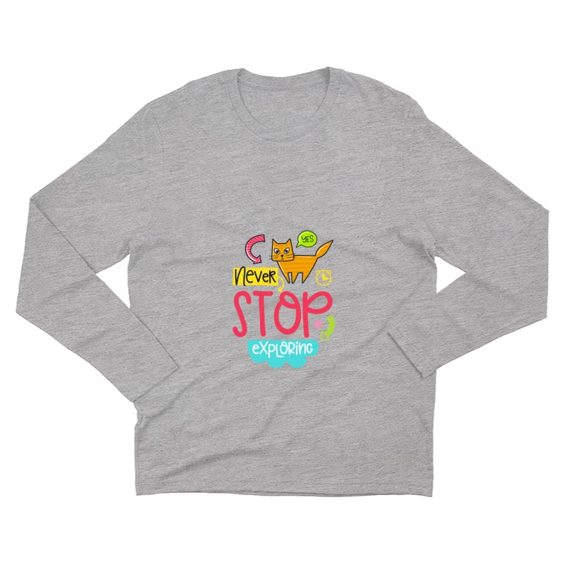 Chat explorateur coloré Homme Manches Longues T-Shirt