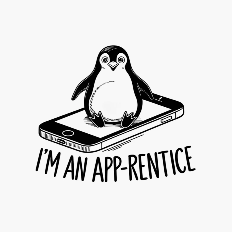Cartoon Penguin App-rentice: Tech Humor on Smartphone Cotton Tote Bag