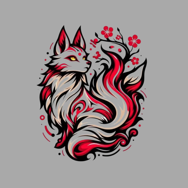 Artistic Fox Design Male Pullover Hoodie
