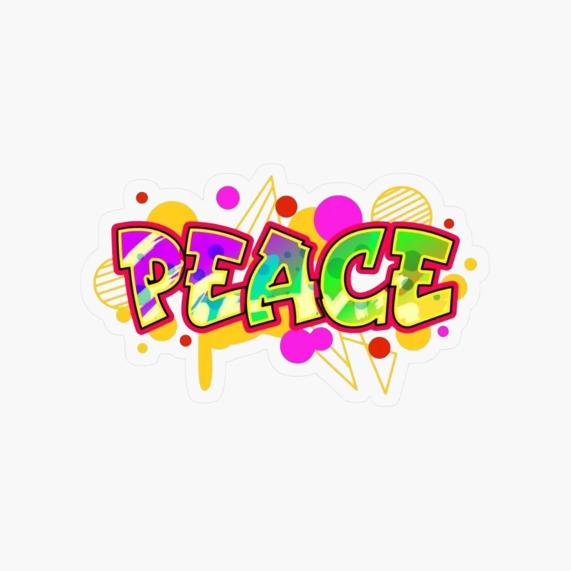 Colorful Peace Graffiti Design Cotton Tote Bag