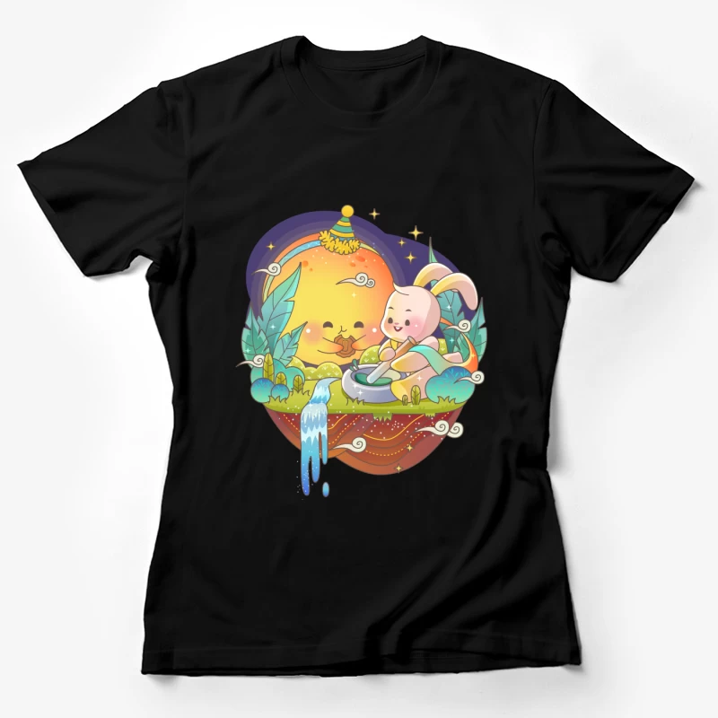 Fröhliches Mondfest mit Hase Damen T-Shirt