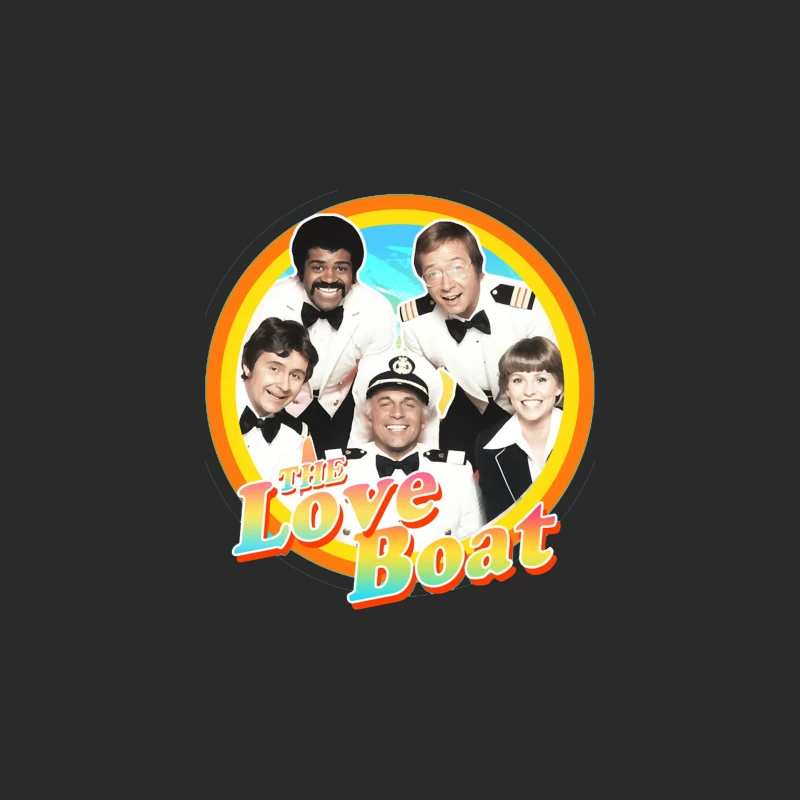 The Love Boat Classic TV Show Cast Promotional Image with Rainbow Circle Frame Baseball Cap